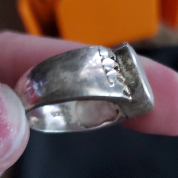 Thick heavy sterling  silver band with raw Moonsto - Picture 7 of 7